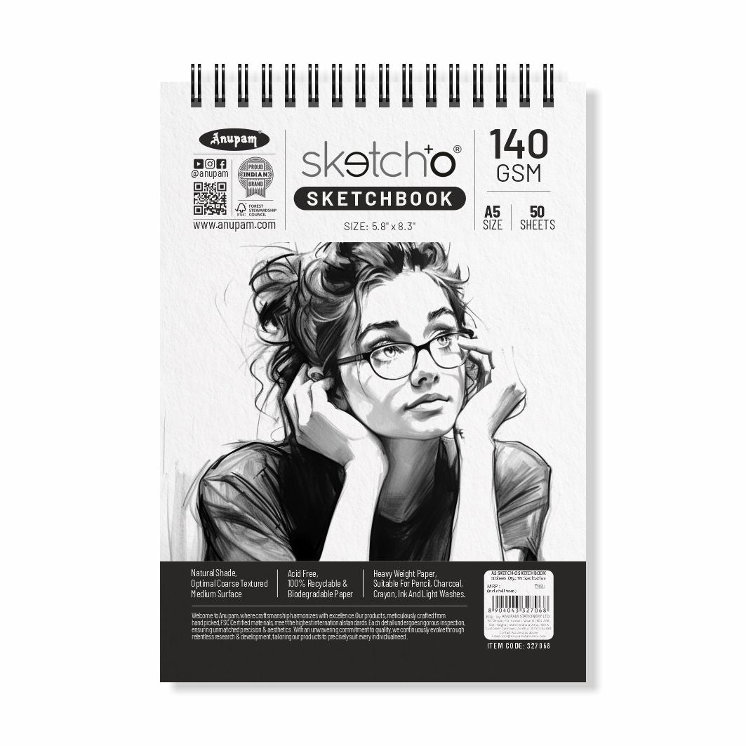 Anupam Sketch-O Sketching and Drawing Sketchbook-Soft Bound-Cartridge Paper-140GSM-Wireo Book